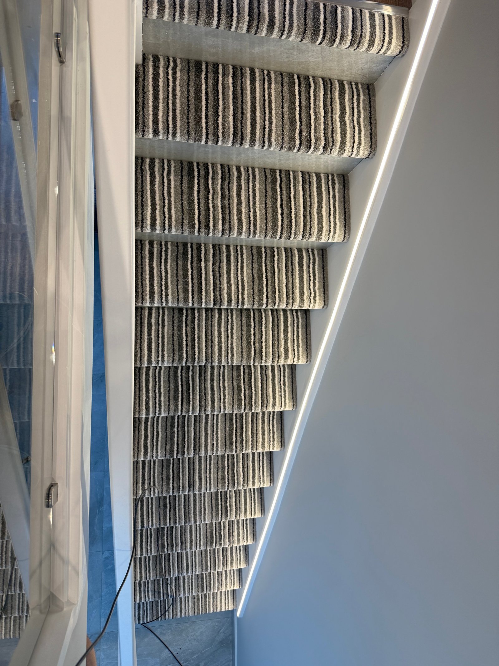 Striped Stair Carpet Installation