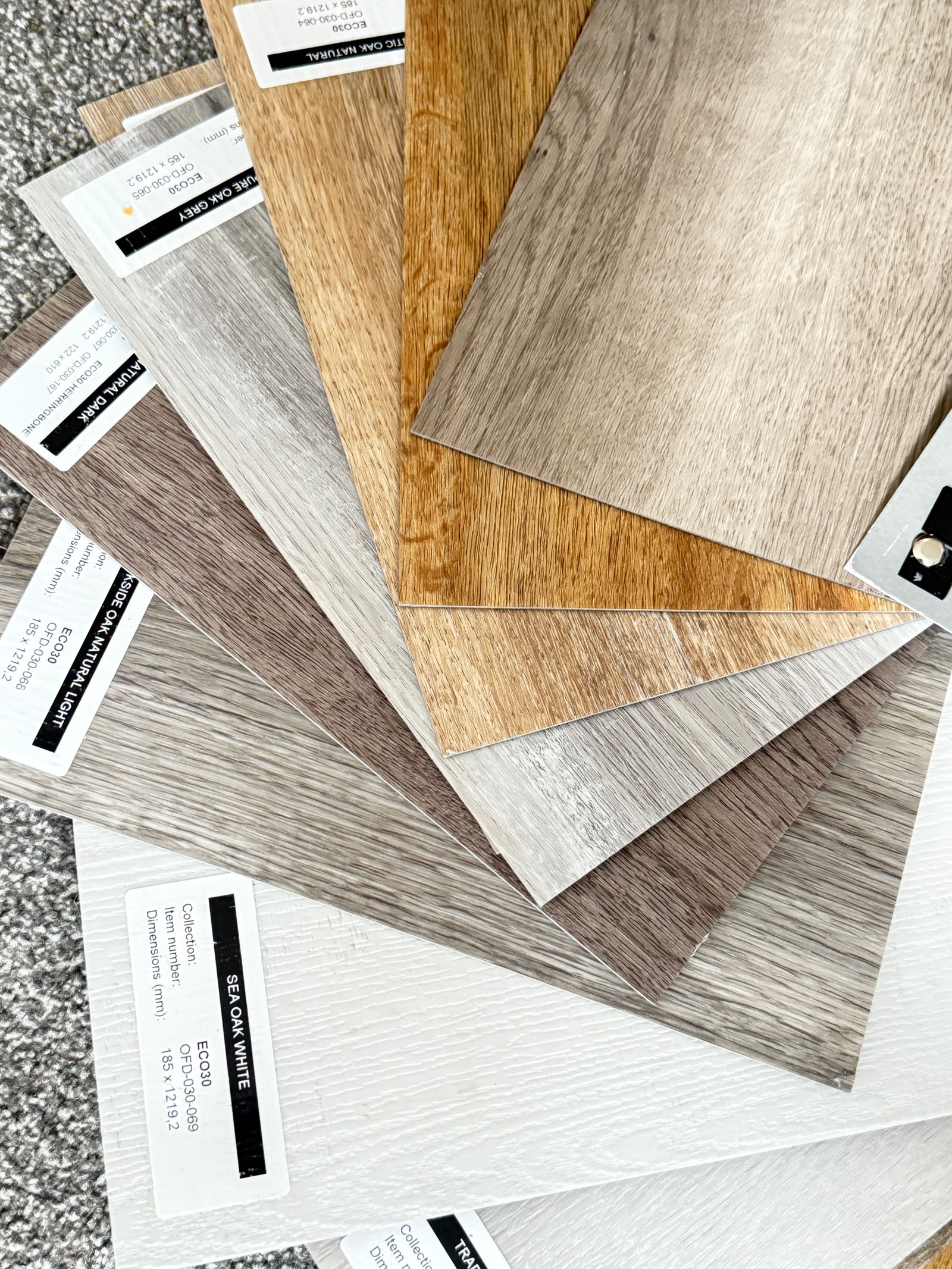LVT flooring samples