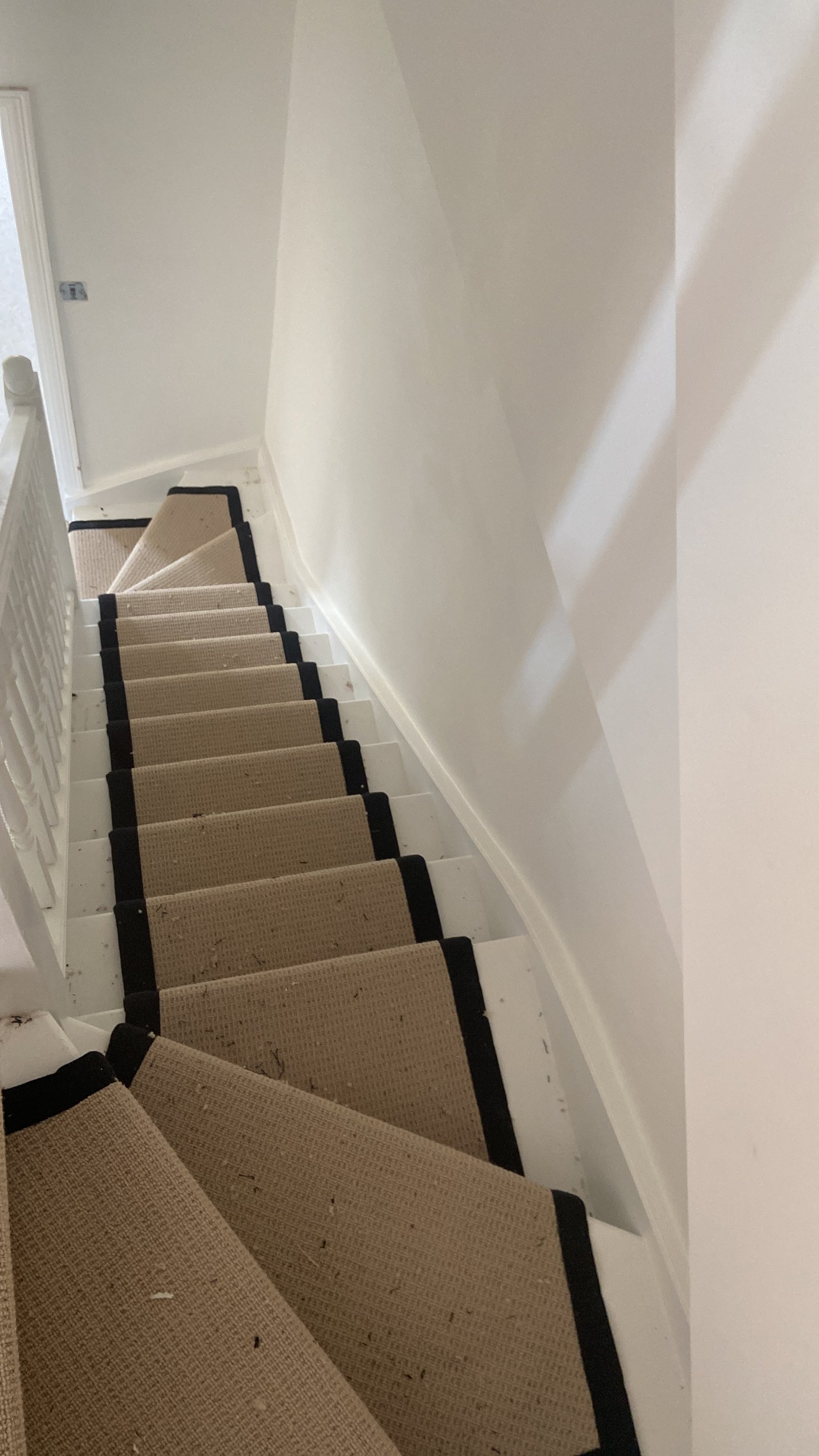 Beige Carpet Stair Runner with Black Border