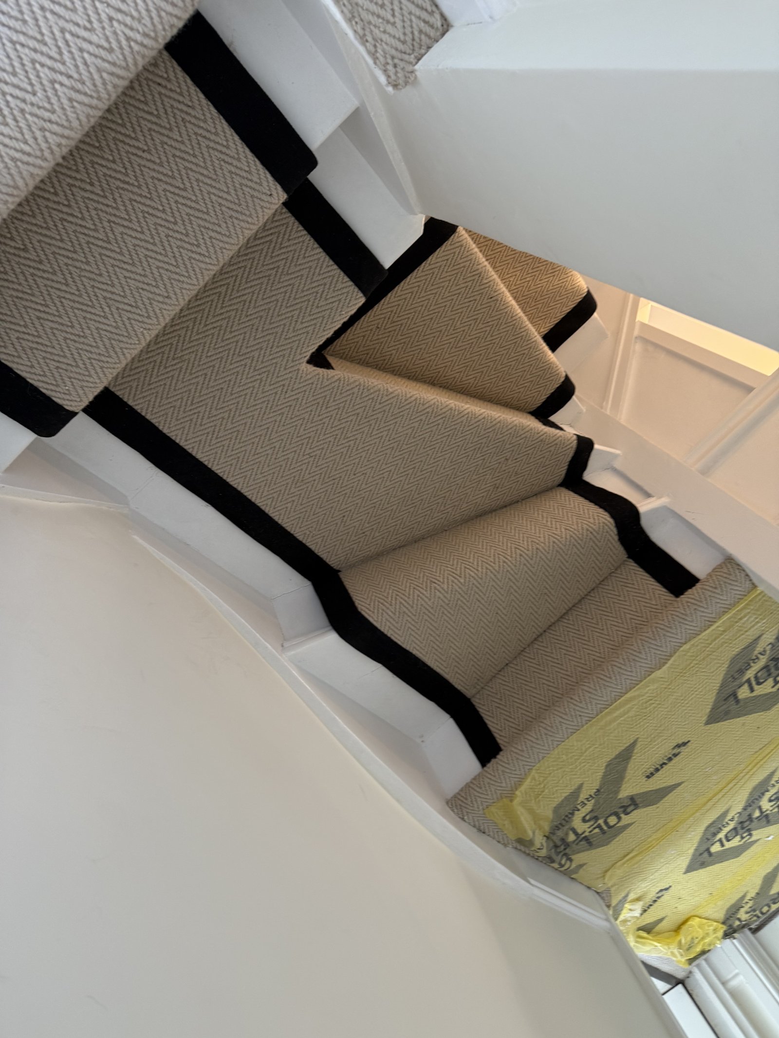 Neutral Tone Stair Runner Installation