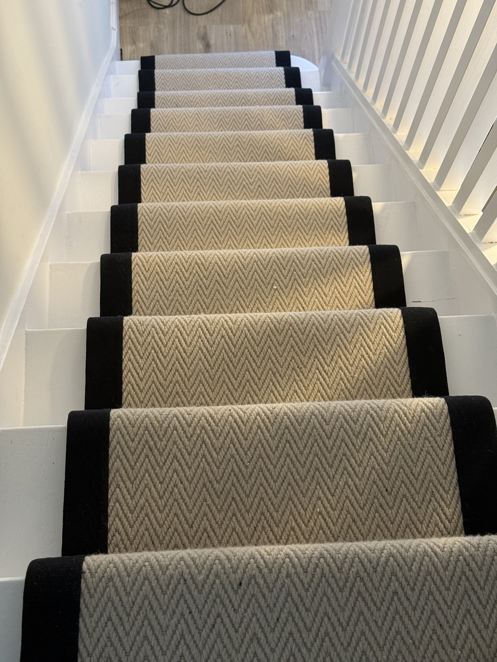 Traditional Style Stair Runner on White Steps