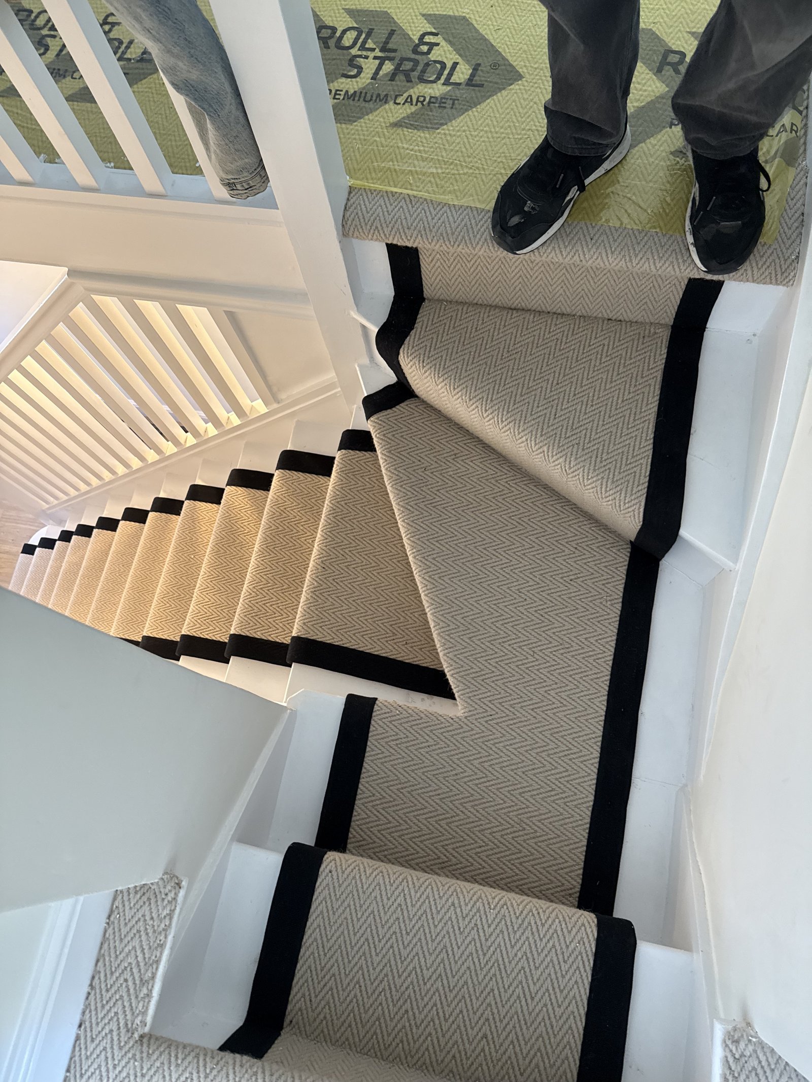 Textured Carpet Stair Runner Installation