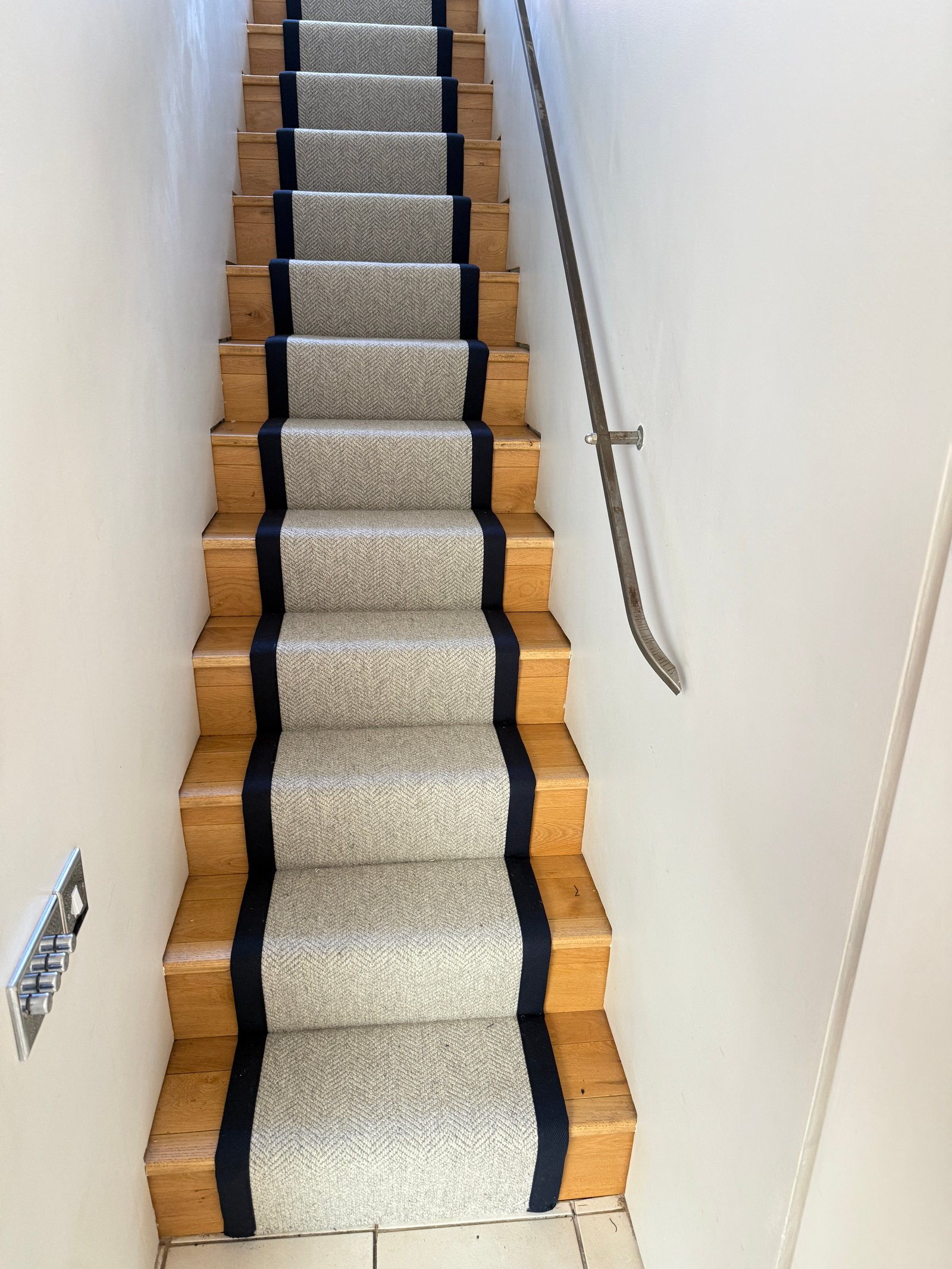 Natural Fiber Stair Runner on Wooden Steps